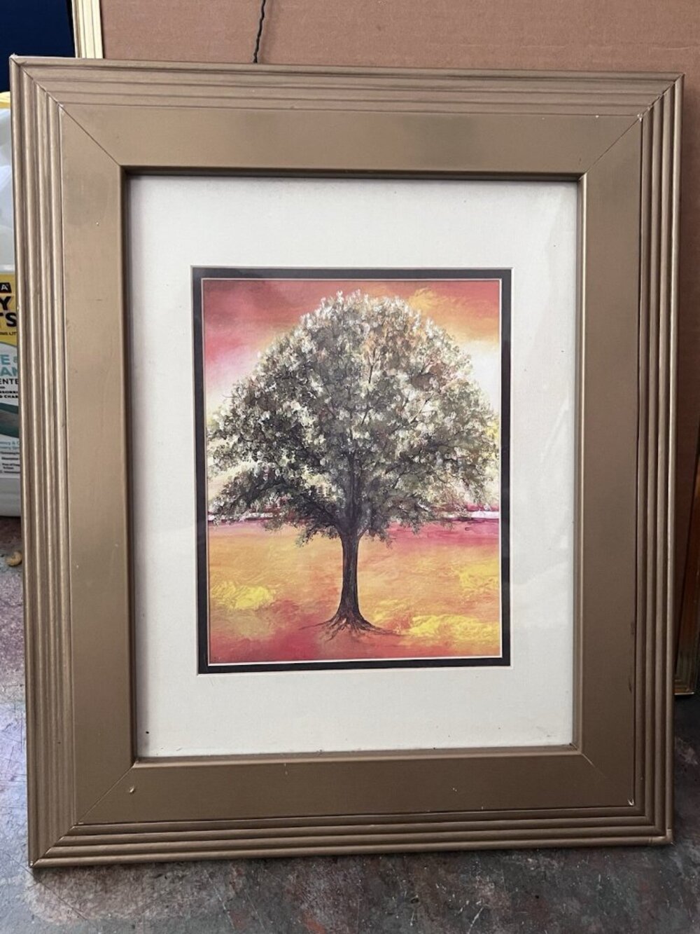 Framed Tree Landscape Print Contemporary Autumn Wall Art Gold Frame